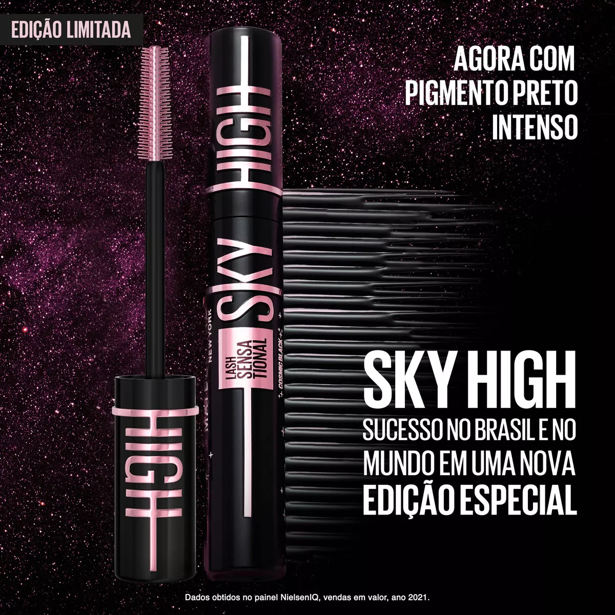 Imagem 4 de 7 de Máscara De Cílios Sky High Cosmic Black 7,2 Ml Maybelline Cor Preto