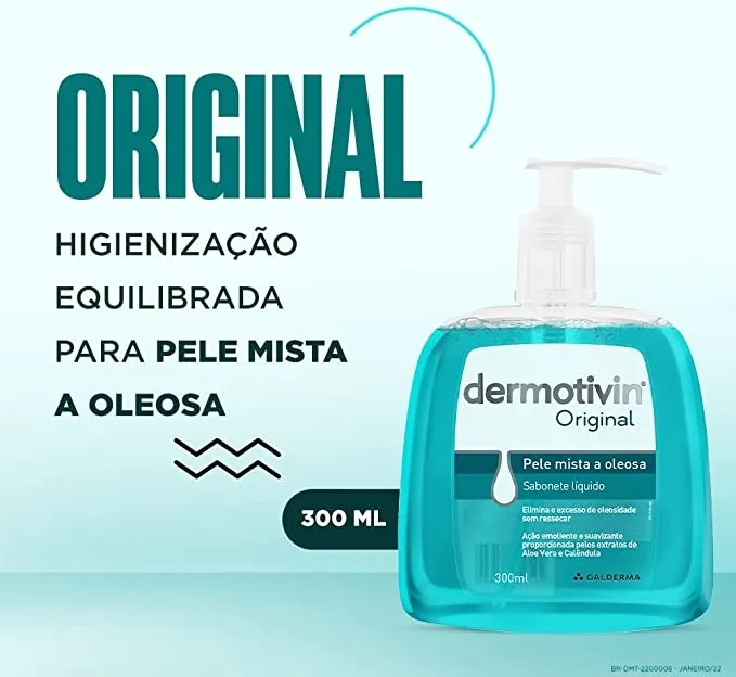 Imagem 2 de 7 de Dermotivin original sabonete líquido facial pele mista 300ml