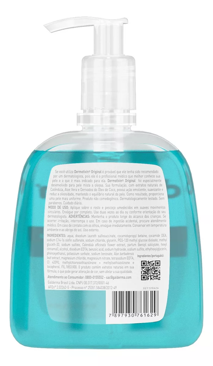 Imagem 7 de 7 de Dermotivin original sabonete líquido facial pele mista 300ml