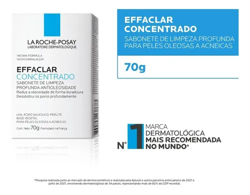 Imagem 2 de 9 de Sabonete Facial Effaclar Concentrado Para Pele Oleosa E Acneica Em Barra 70g La Roche-Posay