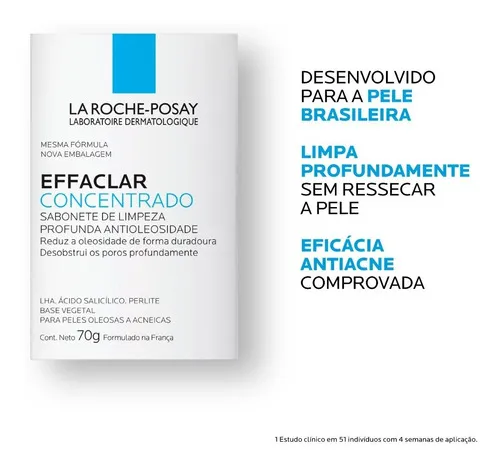 Imagem 3 de 9 de Sabonete Facial Effaclar Concentrado Para Pele Oleosa E Acneica Em Barra 70g La Roche-Posay