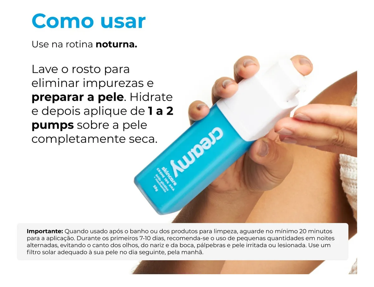 Imagem 4 de 6 de Creamy Skincare Ácido Glicólico 30g | Reduz Poros Dilatados, Melhora A Pele, Hidratação Profunda E Intensa, Controla O Brilho Excessivo | Todos Os Tipos De Pele, Noturno