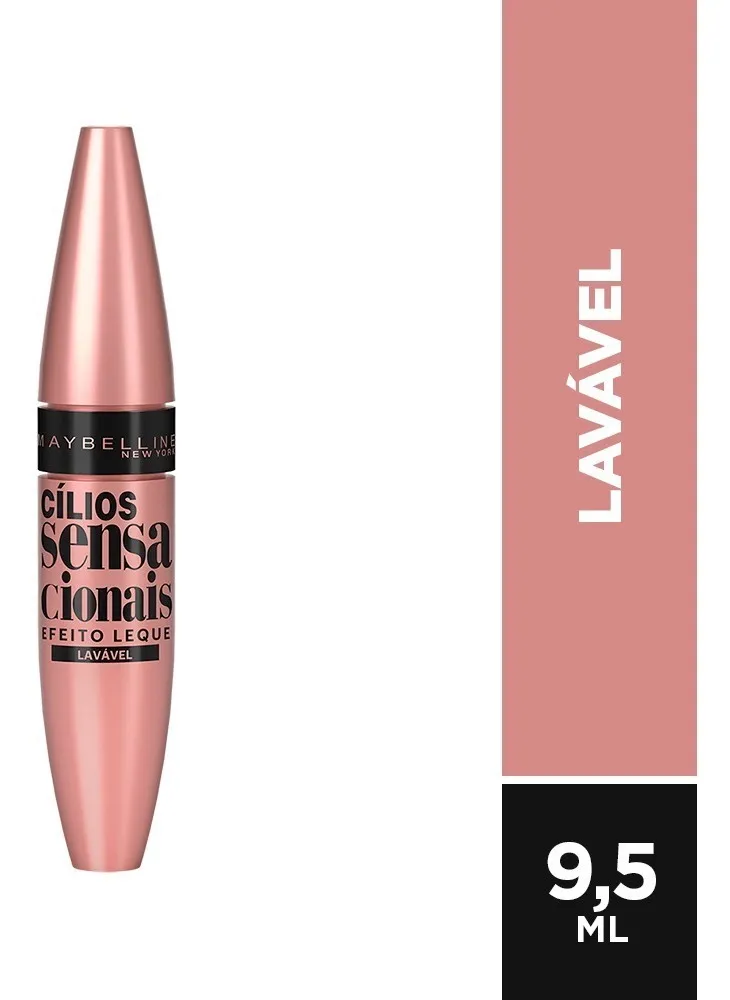 Imagem 2 de 5 de Máscara De Cílios Sensacionais Lavável Preto Maybelline