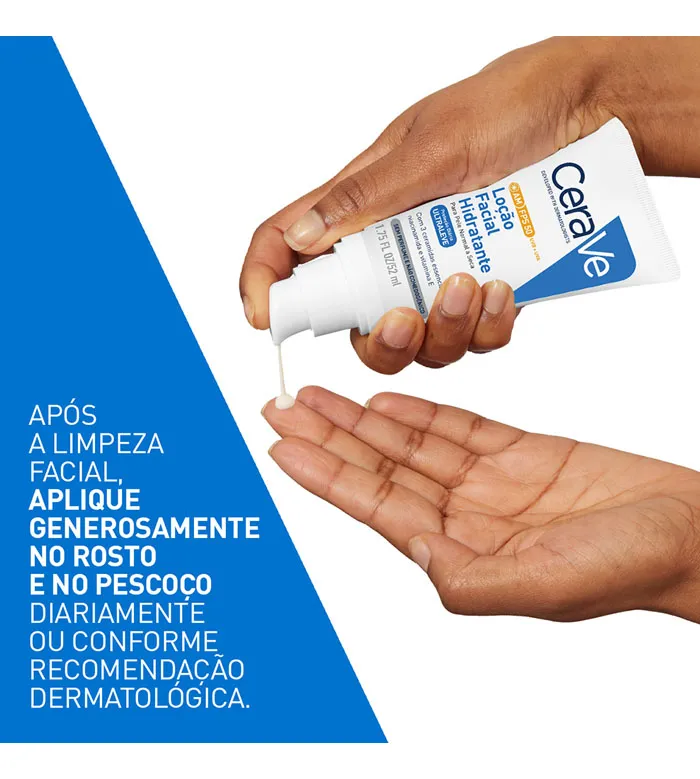 Imagem 5 de 9 de Loção Facial Hidratante Am Fps 50 Para Pele Normal A Seca 52ml Cerave