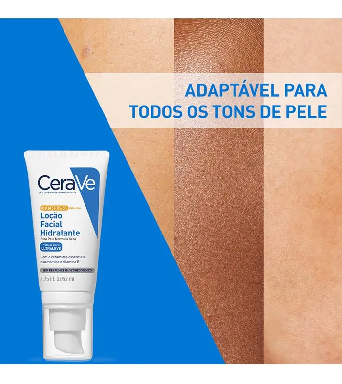 Imagem 6 de 9 de Loção Facial Hidratante Am Fps 50 Para Pele Normal A Seca 52ml Cerave