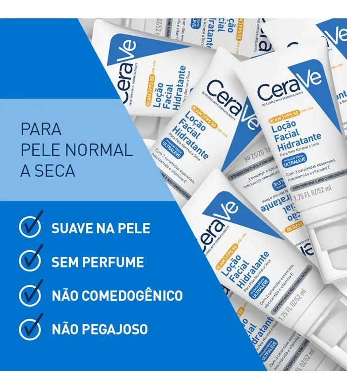 Imagem 9 de 9 de Loção Facial Hidratante Am Fps 50 Para Pele Normal A Seca 52ml Cerave