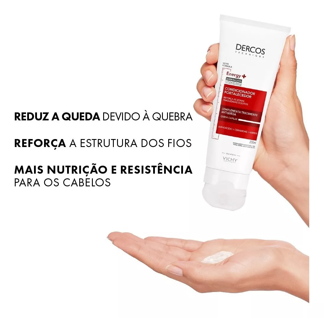 Imagem 3 de 5 de Vichy Dercos Energy+ - Condicionador Fortalecedor 200ml