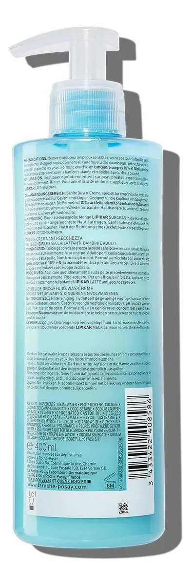 Imagem 6 de 7 de Sabonete Líquido Lipikar Surgras 400ml La Roche-Posay