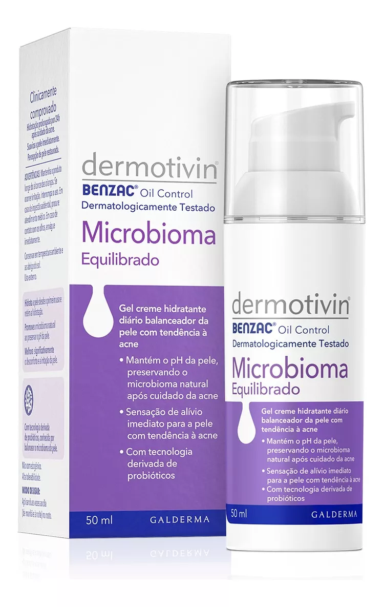 Imagem 3 de 8 de Creme Hidratante Facial Benzac Microbioma 50ml Dermotivin Momento de aplicação Dia/Noite Tipo de pele Oleosa