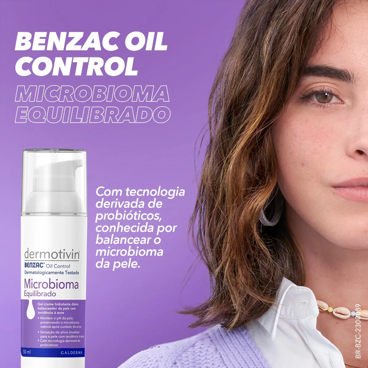 Imagem 6 de 8 de Creme Hidratante Facial Benzac Microbioma 50ml Dermotivin Momento de aplicação Dia/Noite Tipo de pele Oleosa