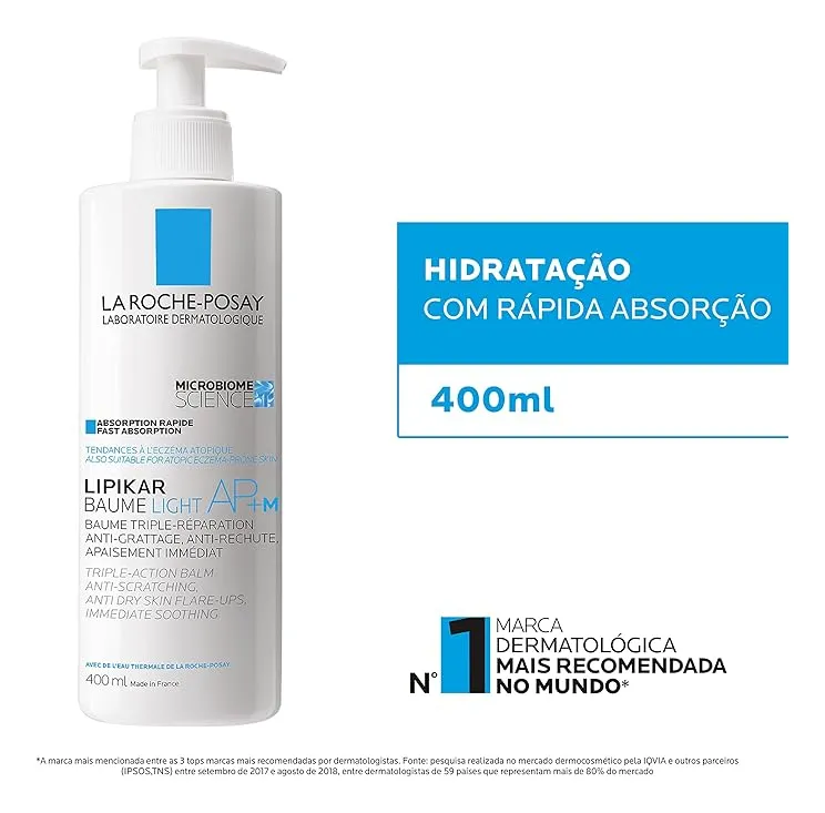 Imagem 3 de 6 de Hidratante Intensivo Absorção Rápida Anti Coceira Lipikar Baume Ap M Light 400ml La Roche-Posay