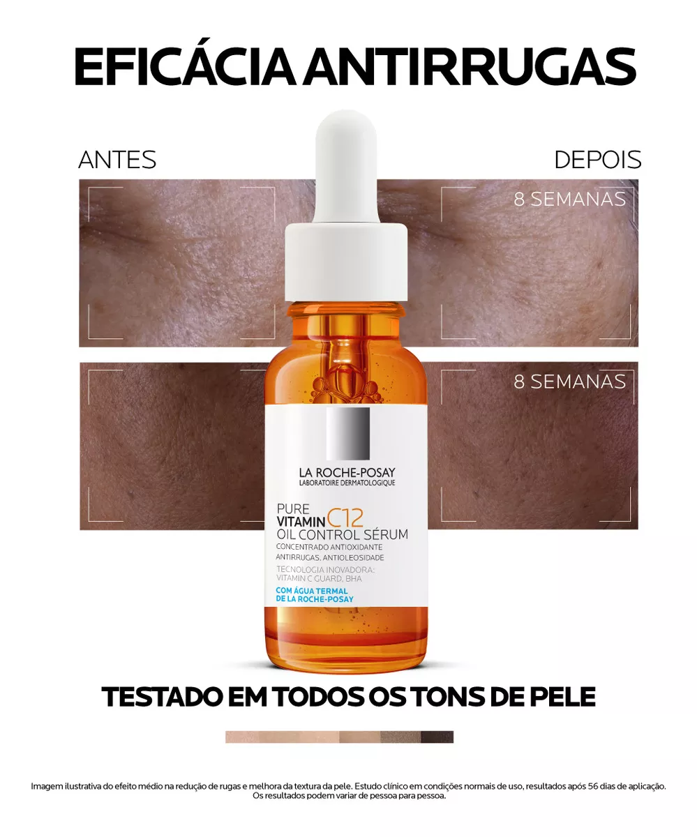 Imagem 5 de 12 de Sérum Antirrugas Vitamin C12 Oil Control 30ml La Roche-posay Oleosa Dia/noite