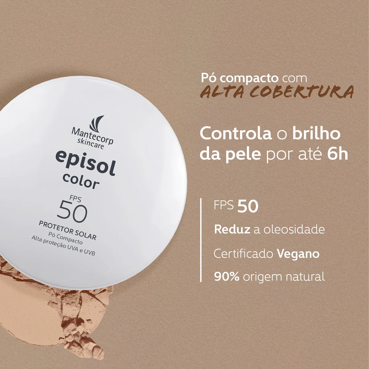 Mantecorp protetor solar pó compacto fps 50 Tom Claro