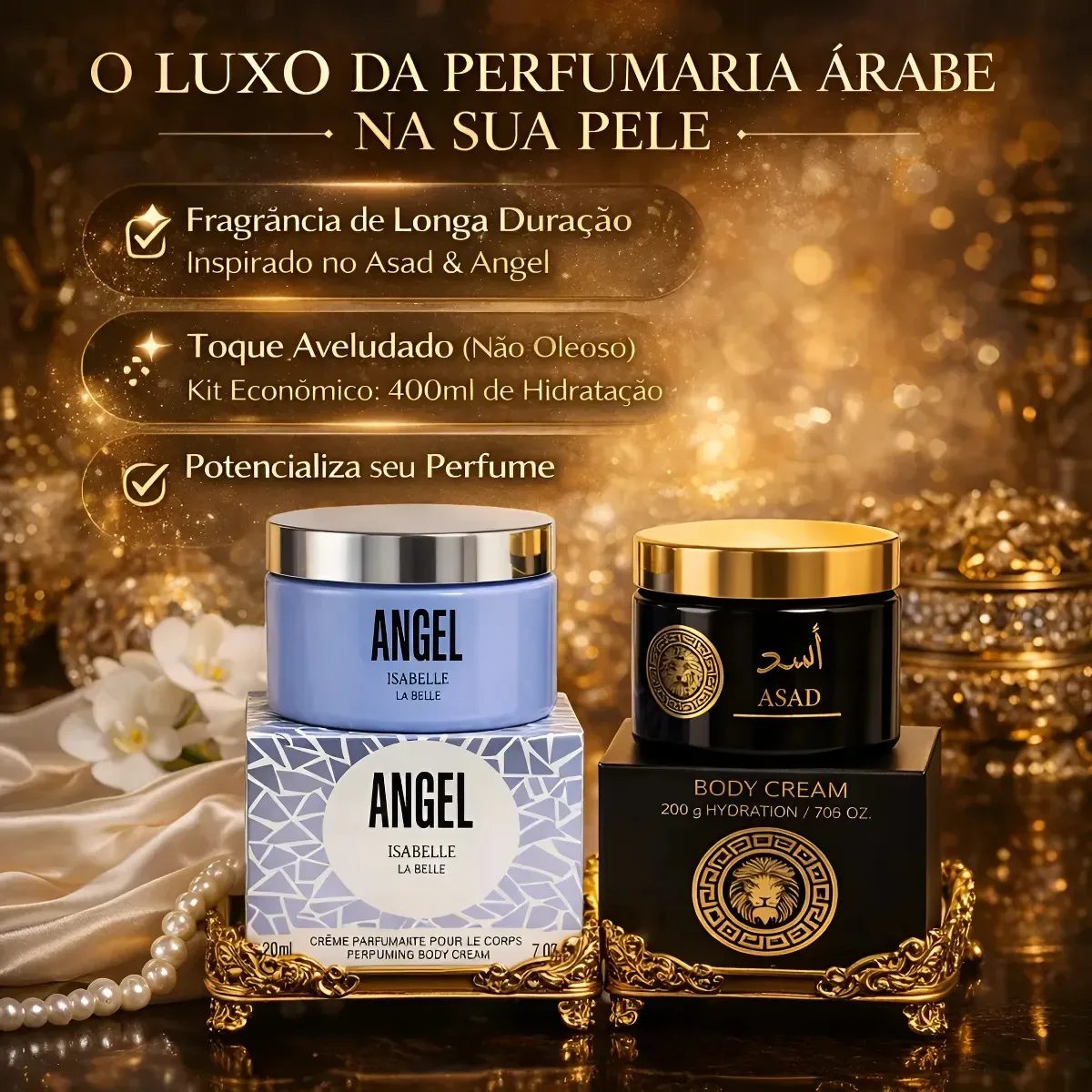Kit Creme Hidratante Corporal Pasta Angel + Asad 200ml Isa