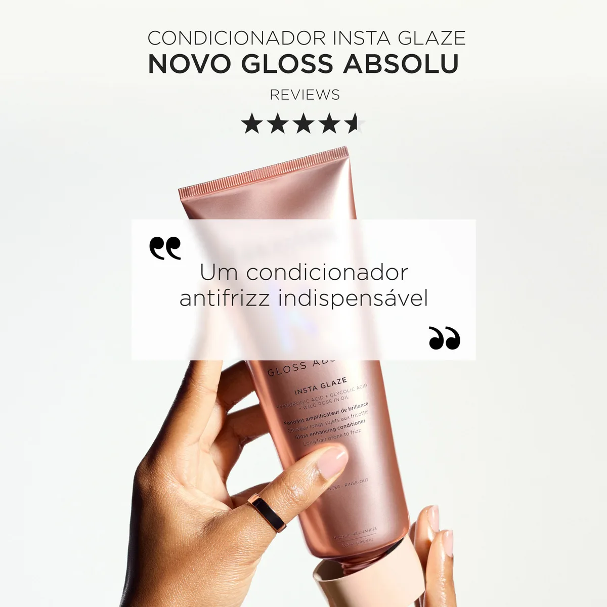 Kérastase, Condicionador, Gloss Absolu, Insta Glaze, para todos os tipos de cabelos, ação anti-frizz com Ácido Hialurônico, Ácido Glicólico e Óleo de Rosa Silvestre, potencializa o brilho, 250ml