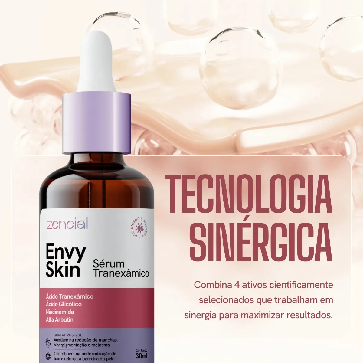 Sérum Envy Skin Ácido Tranexâmico Clareador Manchas e Melasma Profundo 30 mL Zencial
