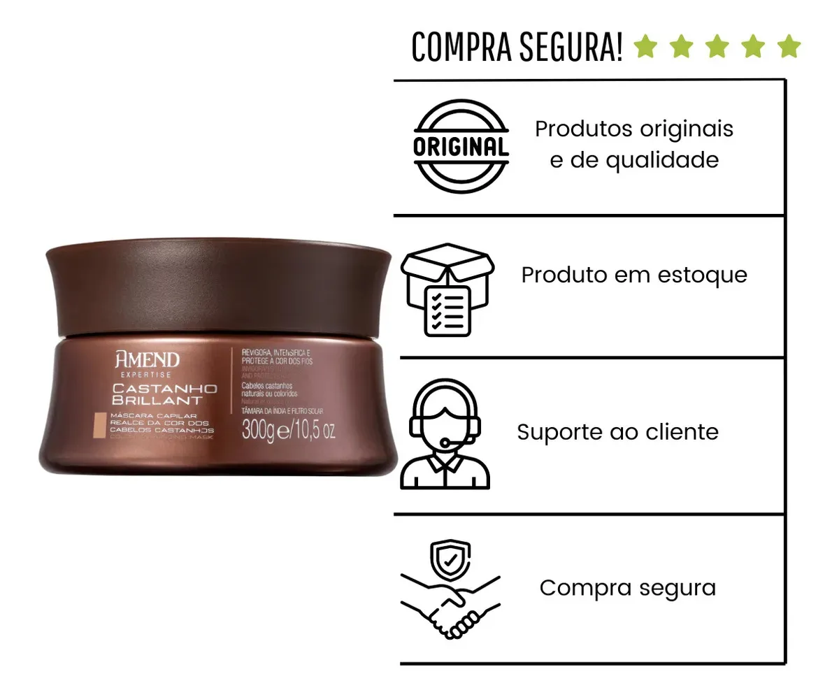 Máscara Amend Castanho Brilliant Realce Da Cor - 300g